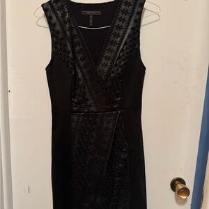 BCBGMaxAzria Black Textured Midi Dress